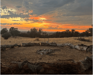 Campfire at sunset at Far View Ranch